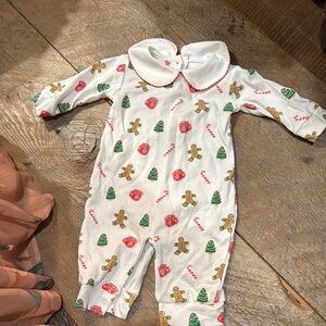 Festive Baby Onesie with Gingerbread and Candy Cane Print